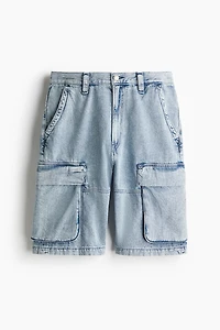 Short cargo Coupe Ample en denim