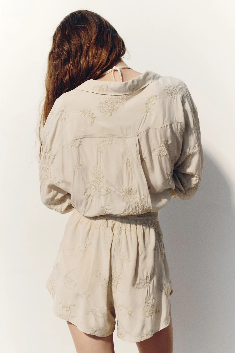 Embroidered Viscose Shorts
