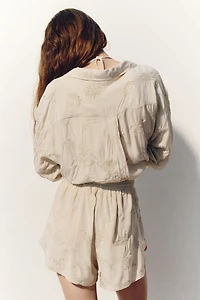 Embroidered Viscose Shorts