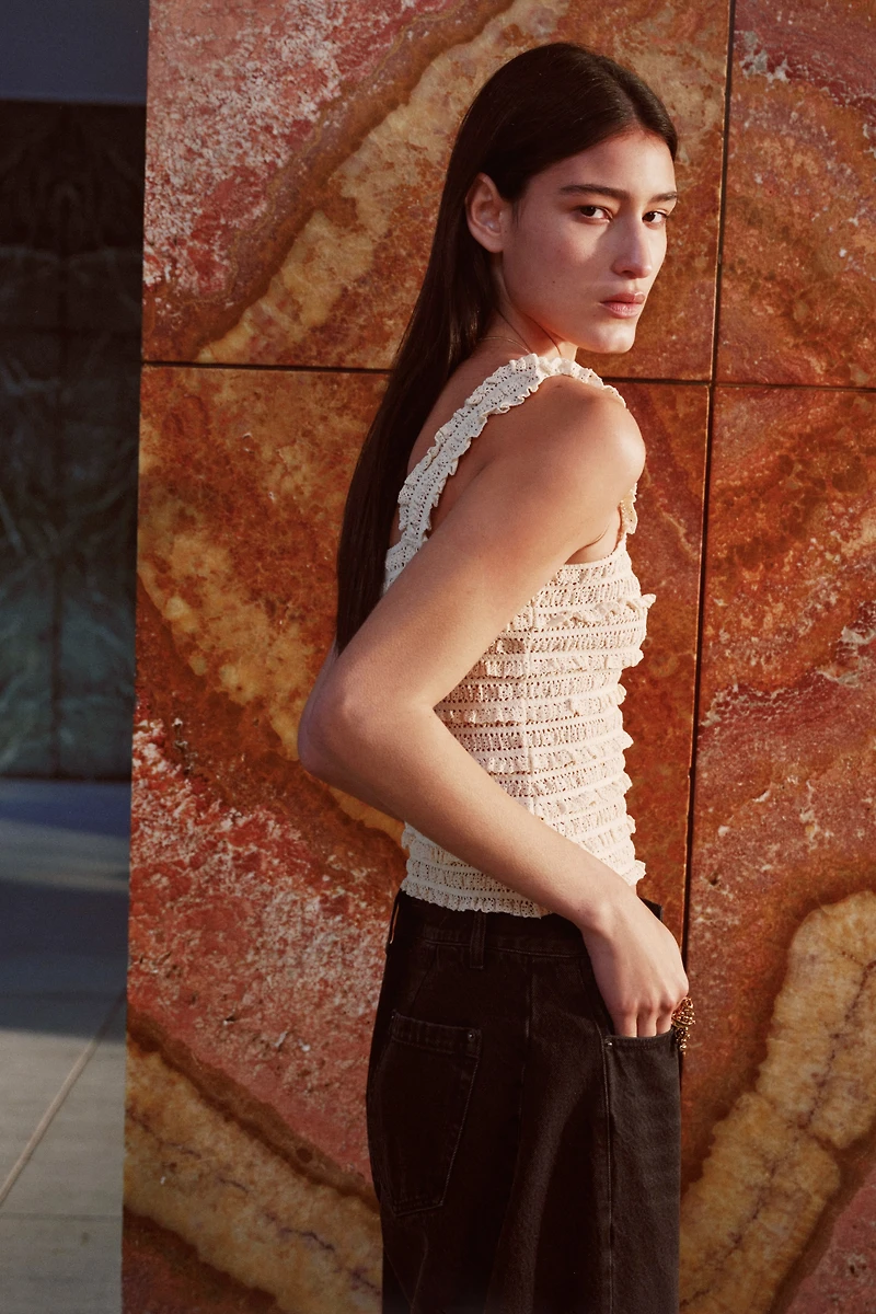 Haut sans manches en jersey dentelle