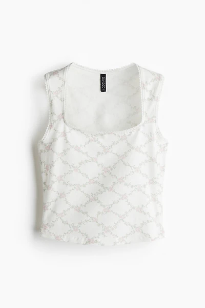 Picot-Trimmed Sleeveless Top