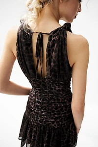 Robe plissée à jupe évasée