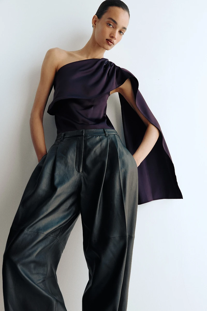 Scarf-Detail Satin Top