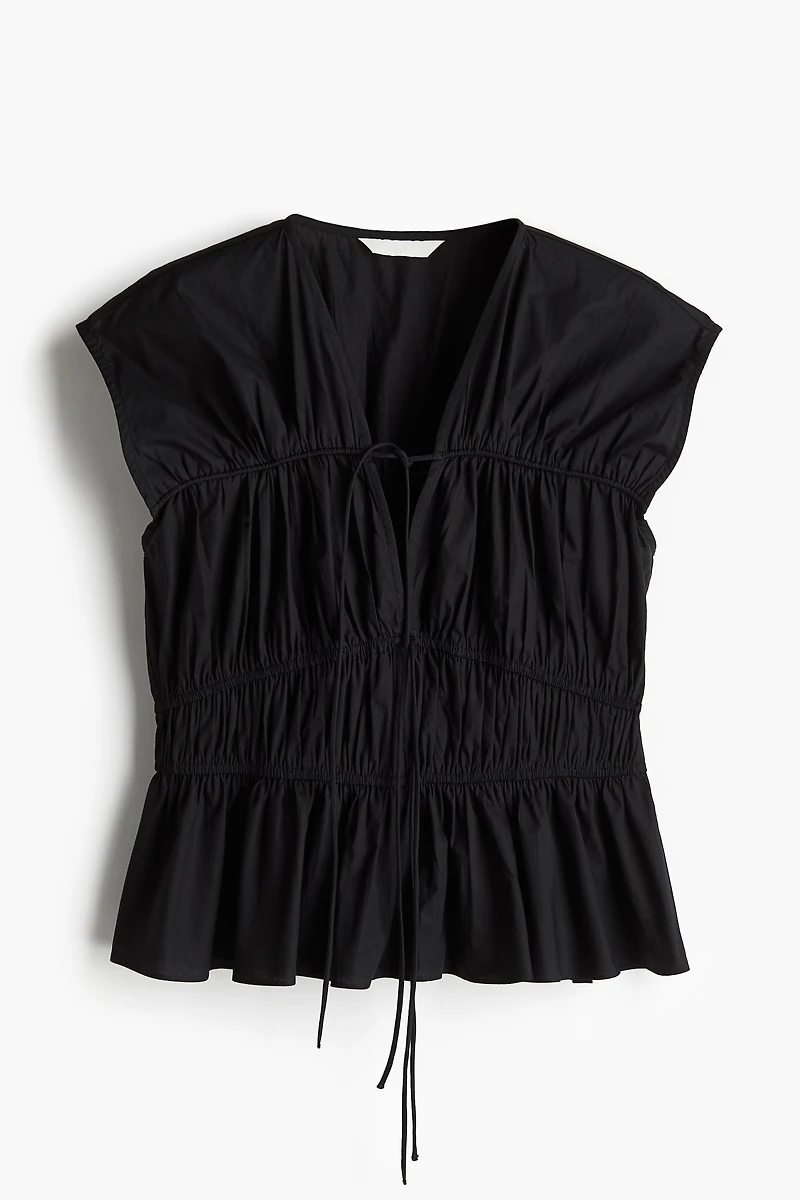 Drawstring Poplin Blouse