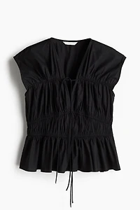 Drawstring Poplin Blouse