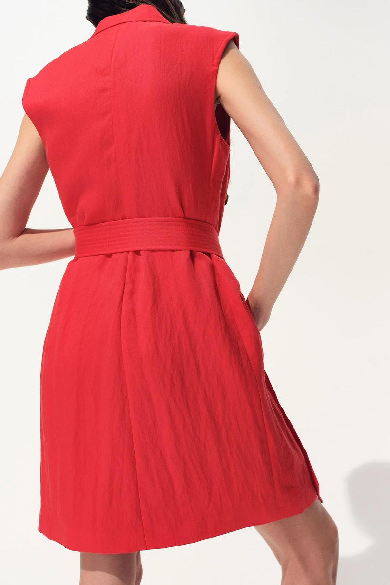 Linen-Blend Jacket Dress