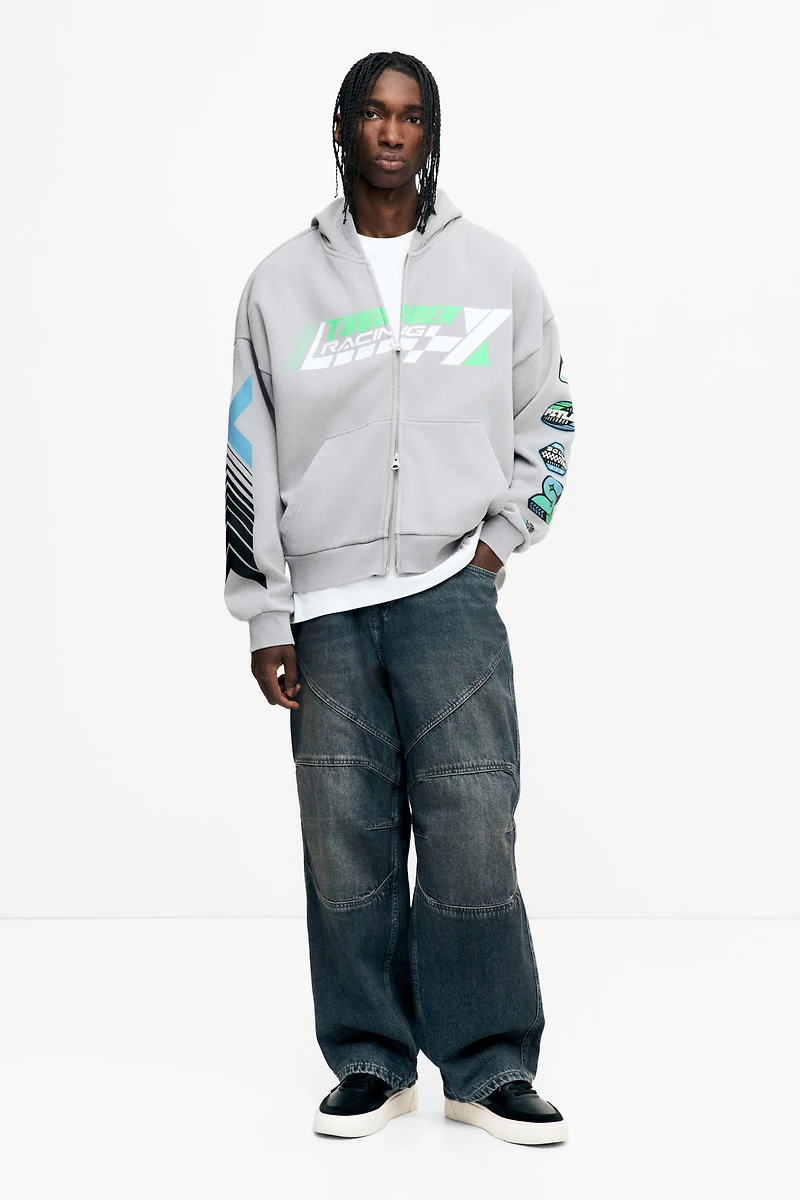 Veste grande taille à capuchon fermeture éclair