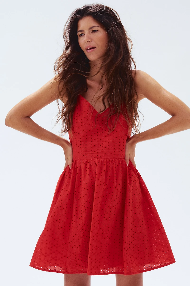 Eyelet-Embroidered Strappy Dress