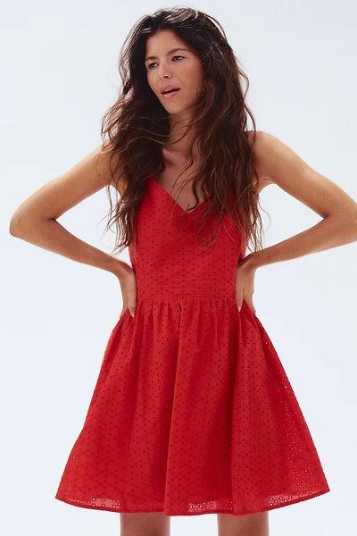 Eyelet-Embroidered Strappy Dress