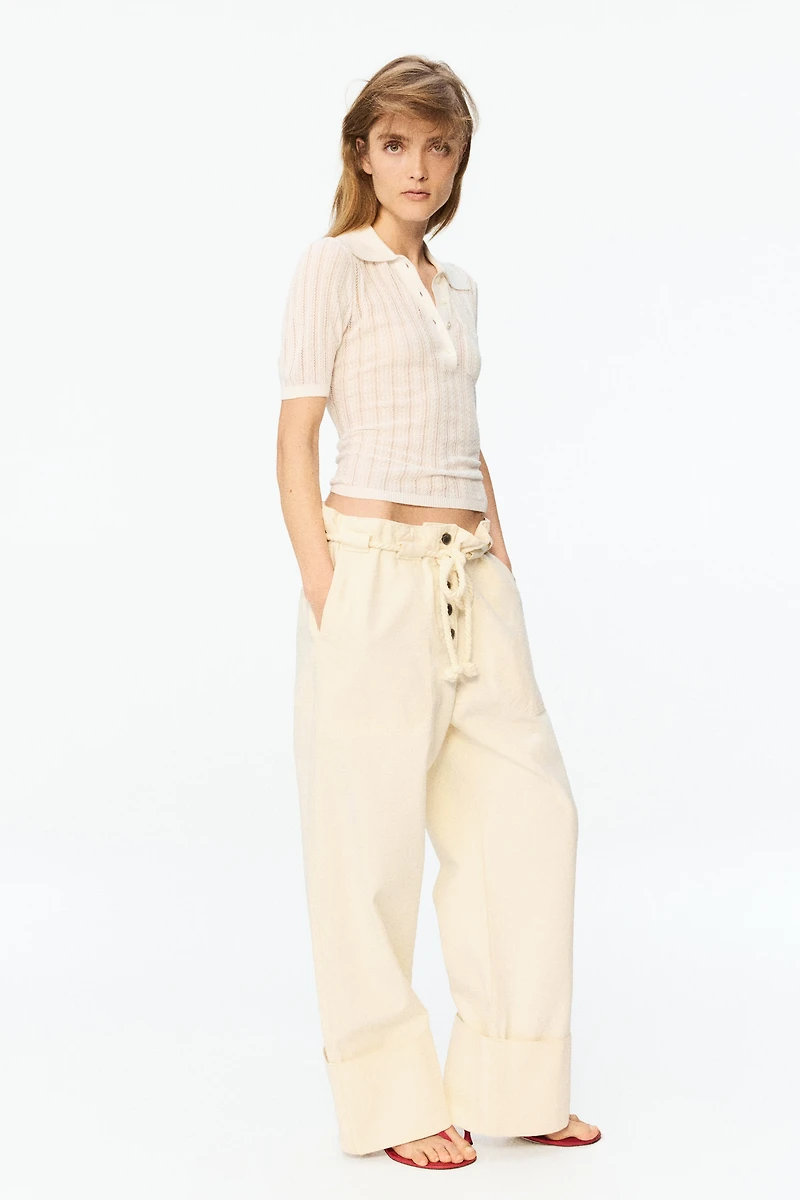 Pointelle-Knit Polo Shirt