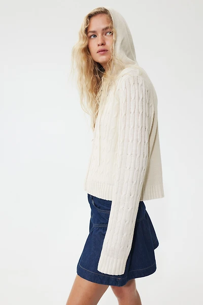 Hooded Cardigan with Zipper