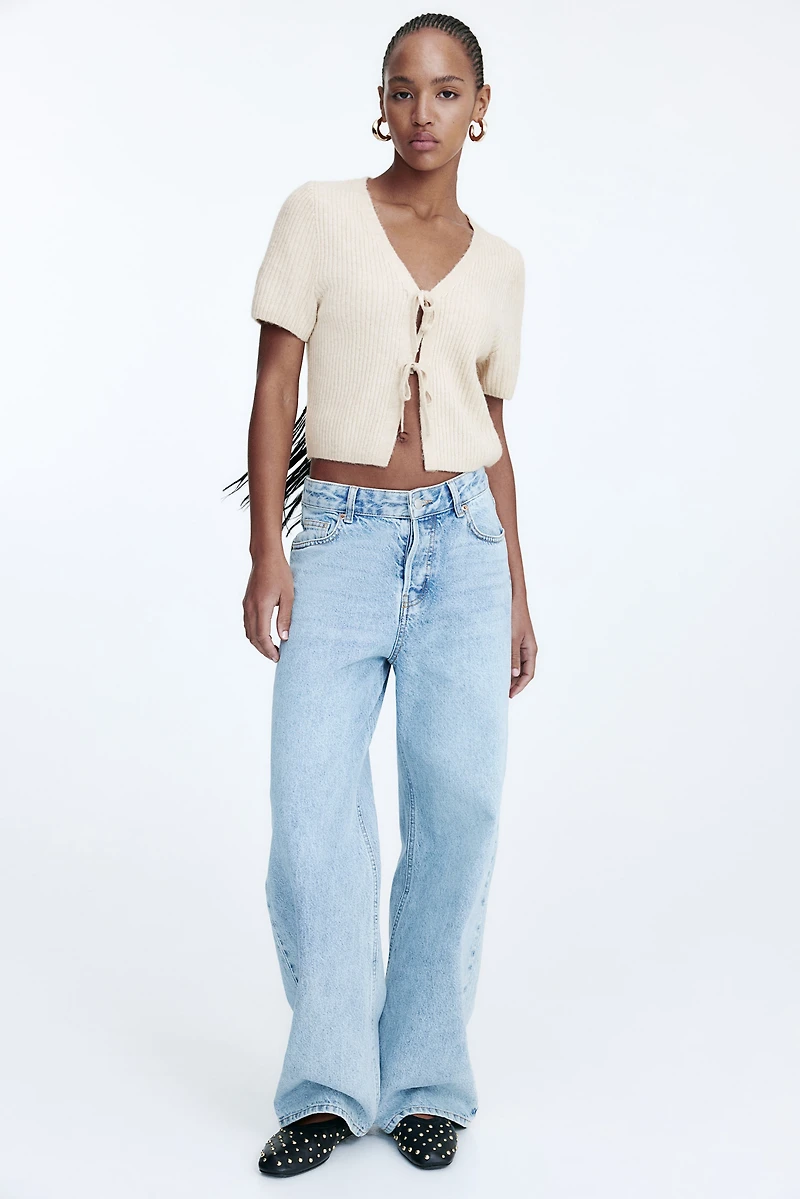 Tie-Detail Rib-Knit Top