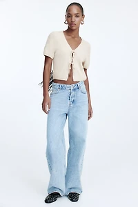 Tie-Detail Rib-Knit Top