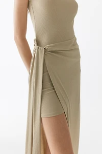 Skirt-Panel Ribbed Dress