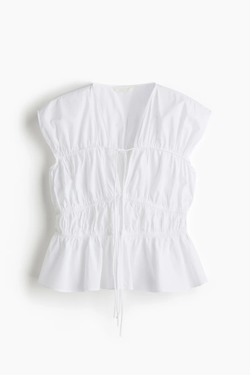 Drawstring Poplin Blouse