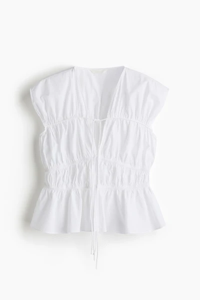 Drawstring Poplin Blouse