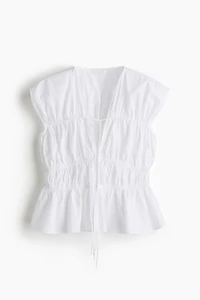 Drawstring Poplin Blouse