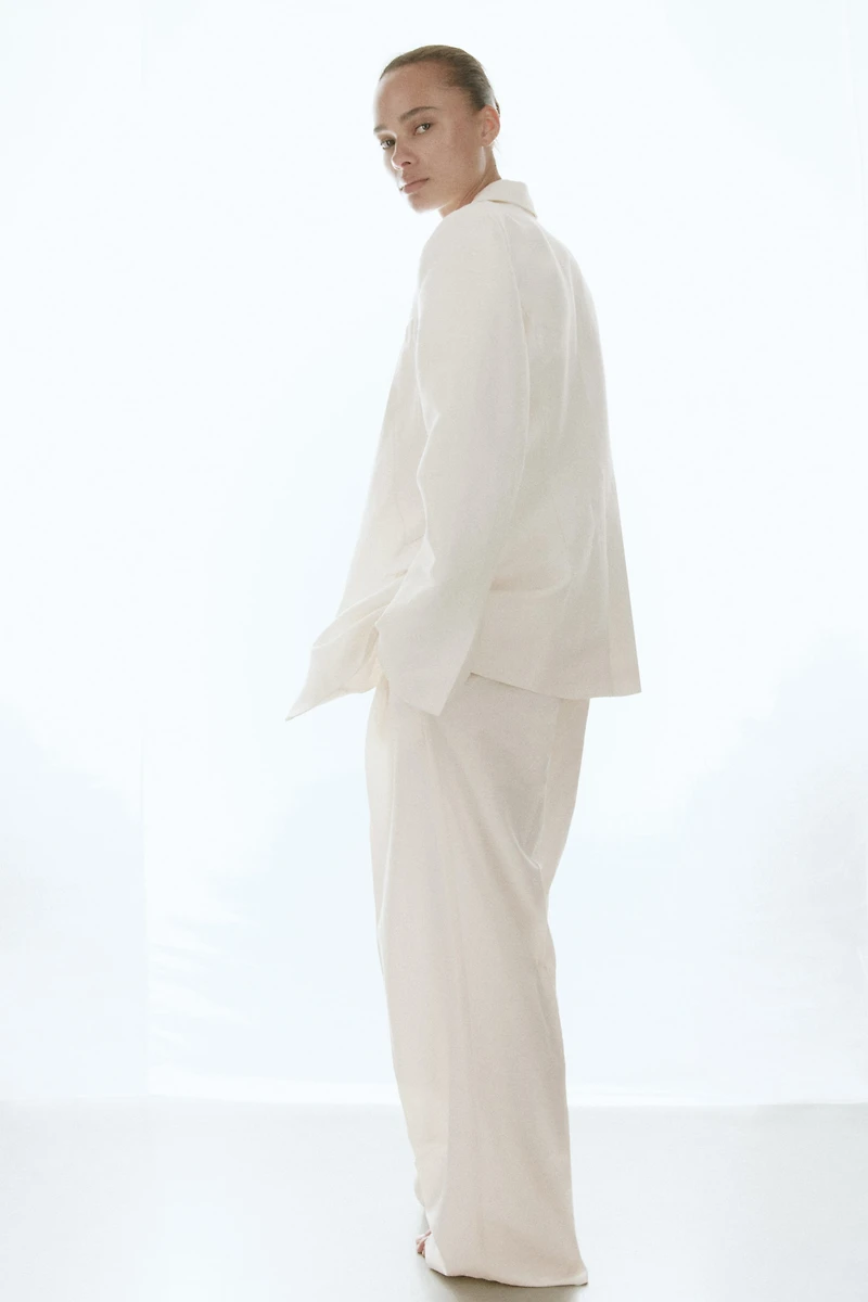 Linen-Blend Dress Pants