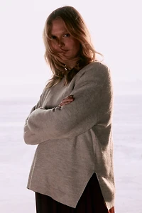 MAMA Slit-Hem Sweater