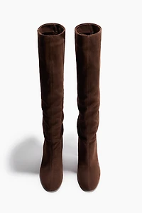 Bottes au genou en daim fendu
