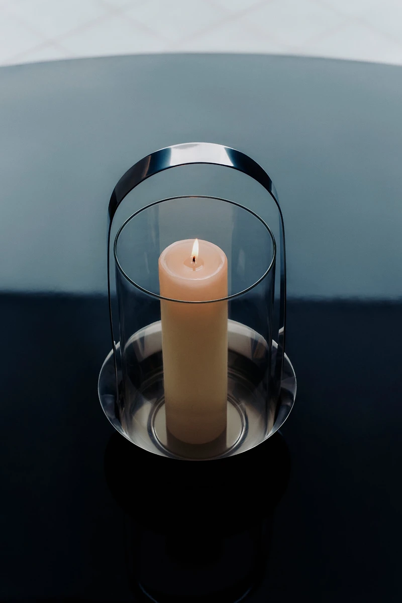 Small Glass Hurricane Candle Holder