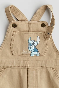 Motif-Detail Twill Overalls