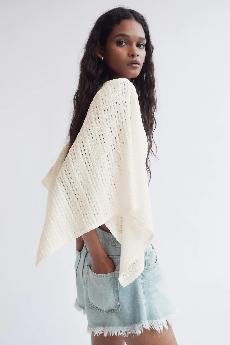 Textured-Knit Cape Top