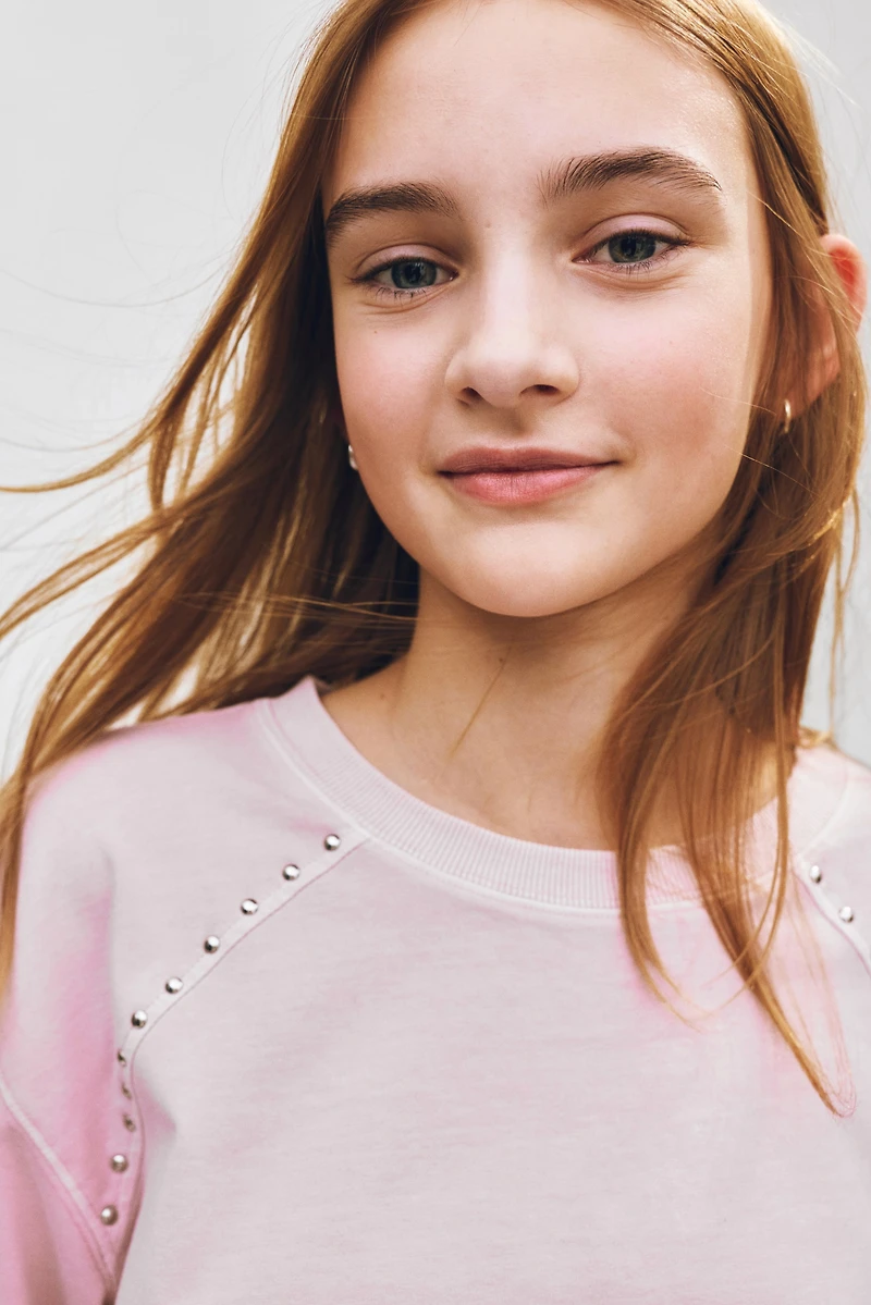 Washed-Look Studded Top