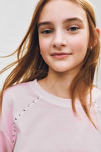 Washed-Look Studded Top