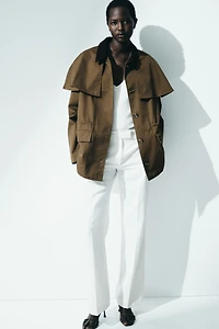 Cape-detail twill jacket