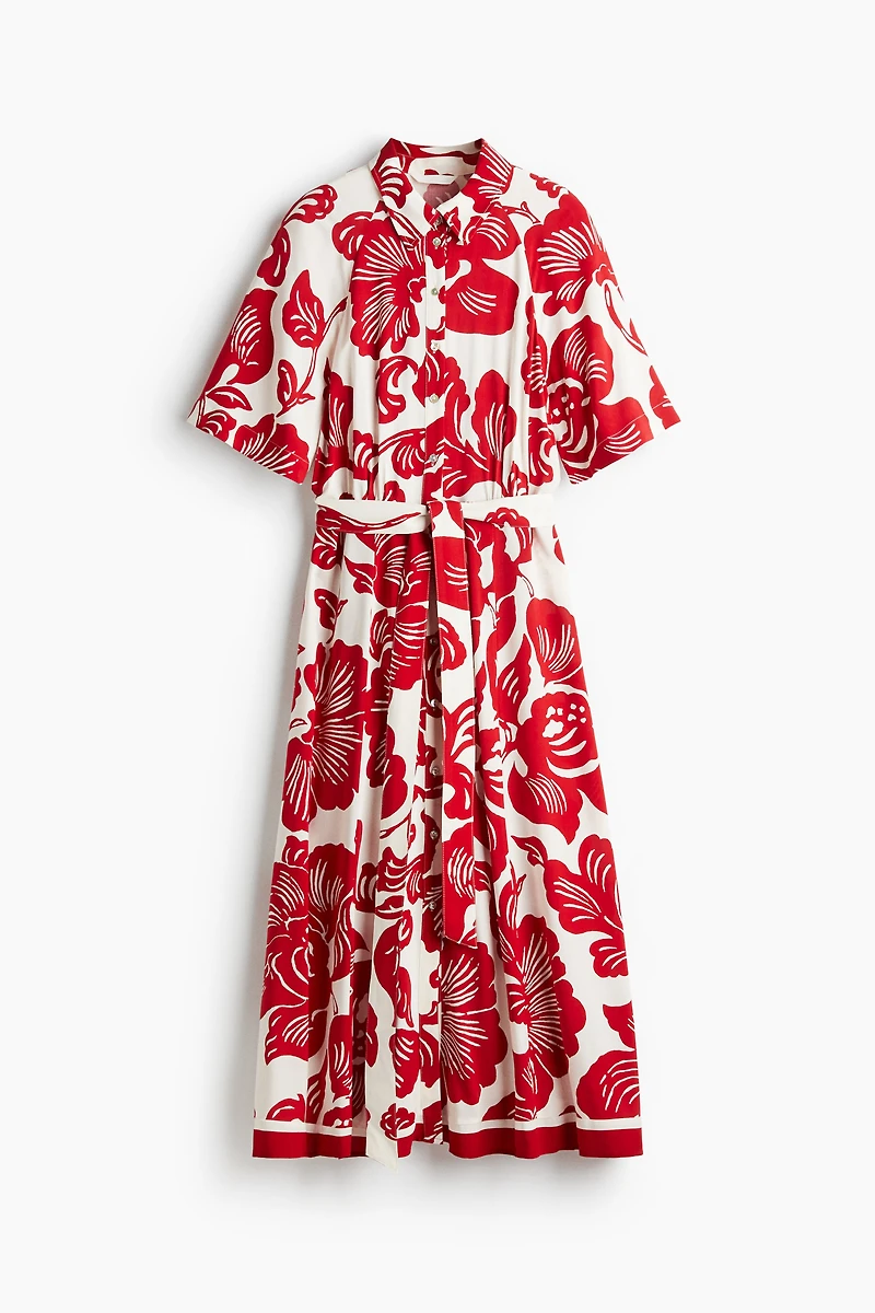 Robe chemisier avec ceinture à nouer