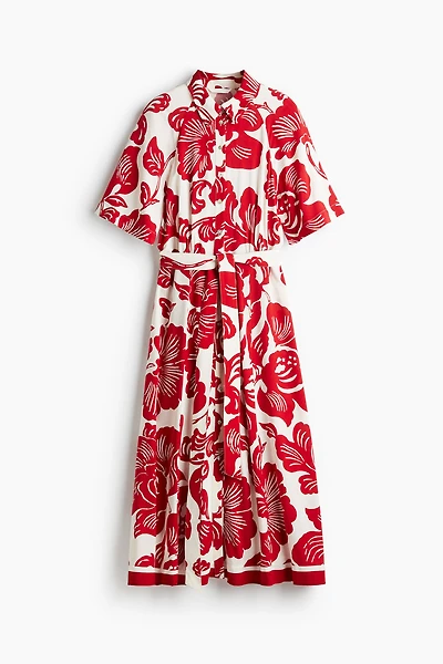 Robe chemisier avec ceinture à nouer