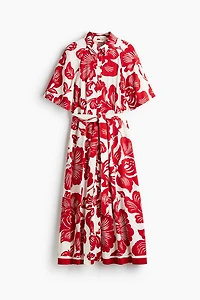 Robe chemisier avec ceinture à nouer