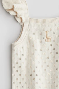 Pointelle-Knit Romper Suit