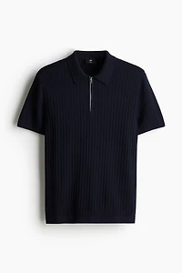 Slim-Fit Rib-Knit Polo Shirt