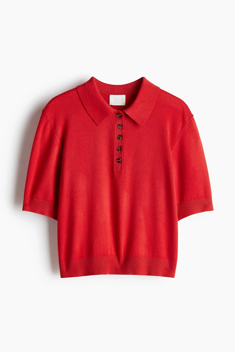 Fine-Knit Polo Shirt