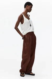 Pantalon tonneau en lin mélangé