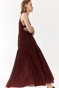 Robe plissé à bretelles fines