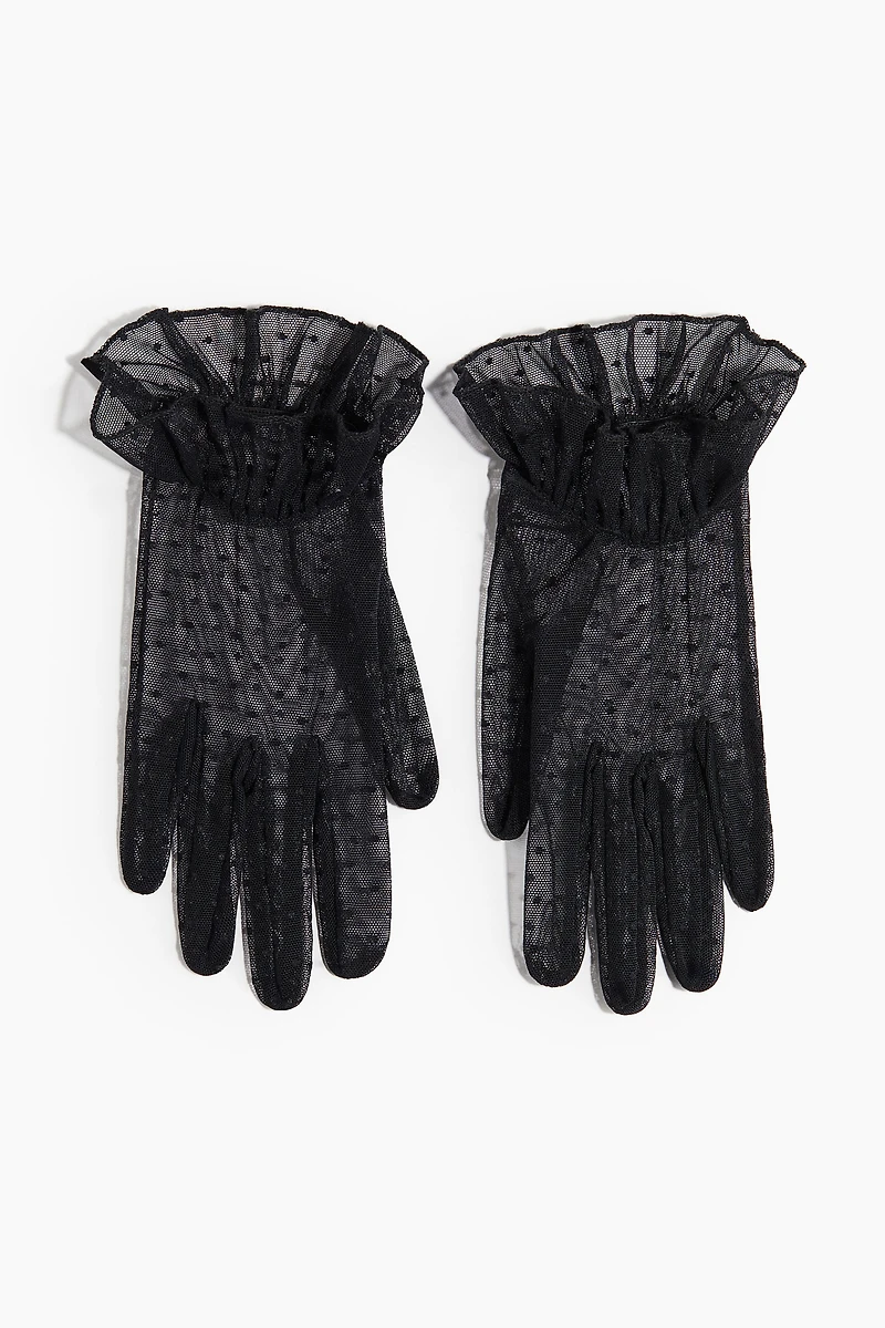 Gants volantés en filet