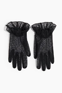 Gants volantés en filet