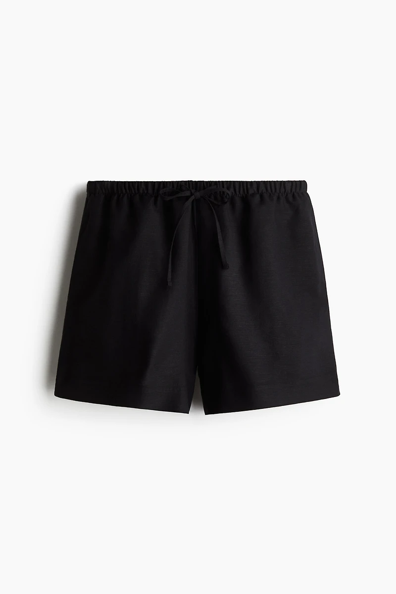 Linen-Blend Drawstring Shorts