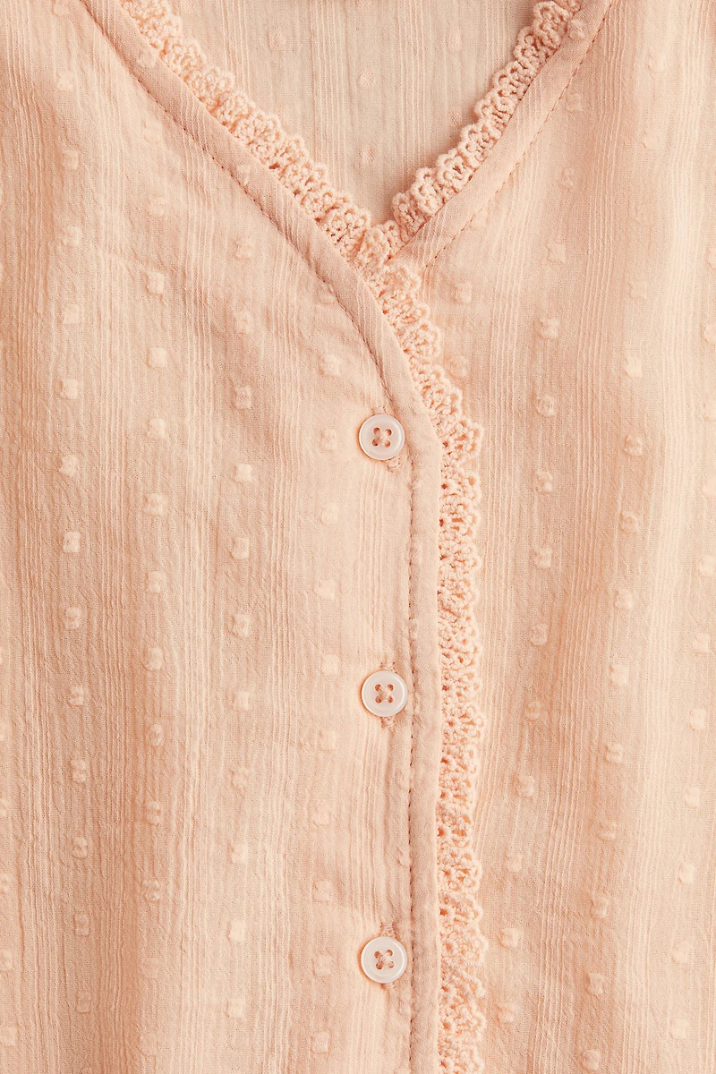 Lace-Trimmed Cotton Blouse