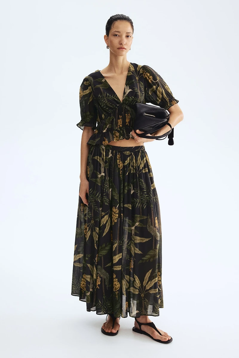 Viscose-Blend Gathered Top