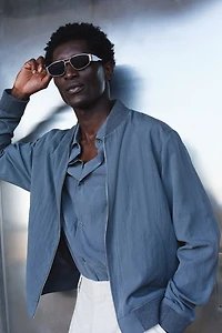 Regular-Fit Lyocell-Blend Bomber Jacket