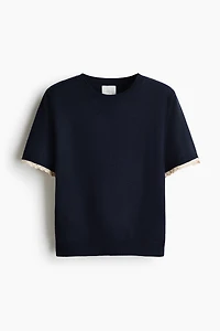 Lace-Trimmed Fine-Knit Top