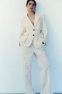 Eyelet-Embroidered Dress Pants