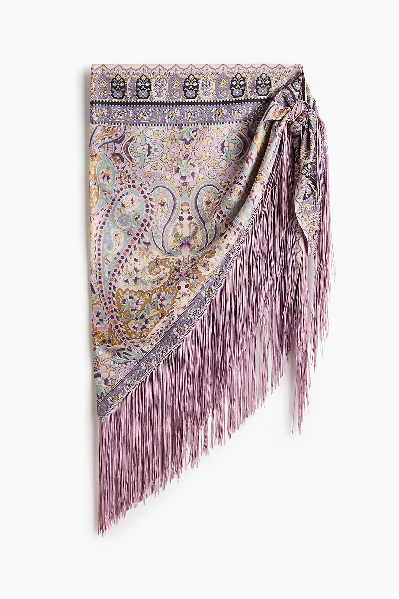 Fringed Satin Hip Scarf