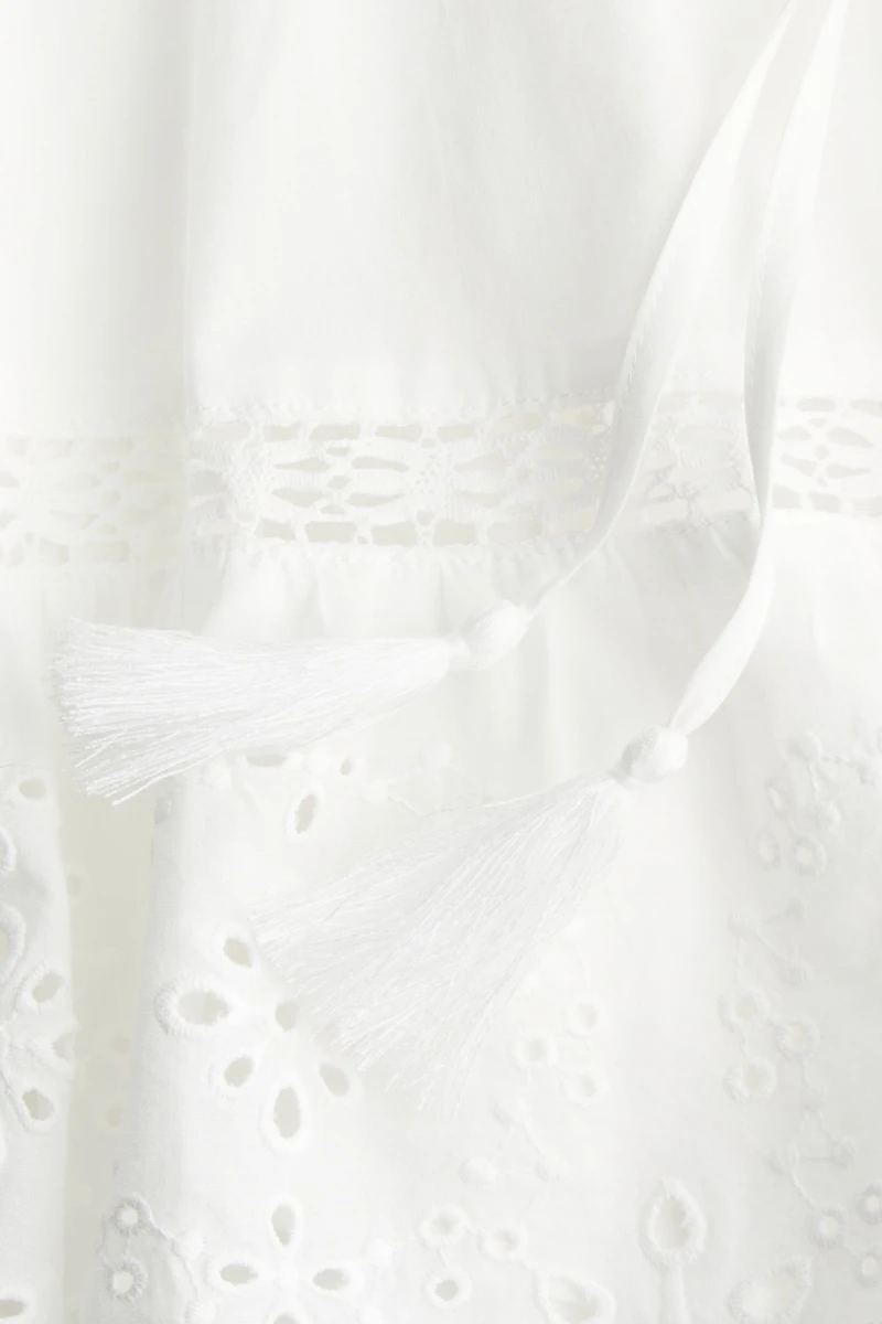 Drawstring Shorts with Eyelet Embroidery