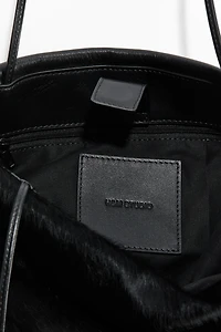 Napped-Finish Leather Shoulder Bag