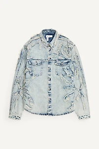 Distressed-Look Denim Shirt